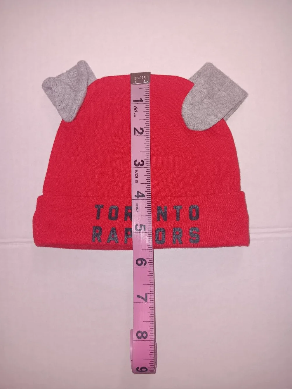 TORONTO RAPTORS NEW BORN GREY FOLDED EARS BEANIE HAT